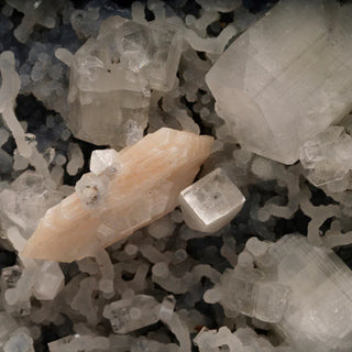 zAW |  Apophyllite and Stilbite on Chalcedony and Chalcedony Stalactites From India