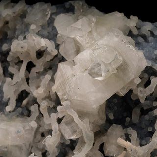 zAW |  Apophyllite and Stilbite on Chalcedony and Chalcedony Stalactites From India