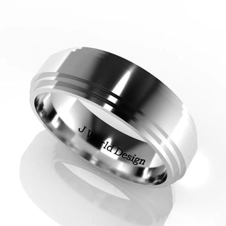 Wedding Band | Flat | 14K White Gold | JWD-81975 | Standard Weight | Double Stepped Edge