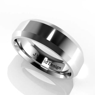 Wedding Band | Flat | 14K White Gold | JWD-7795 | Standard Weight | Beveled Edge