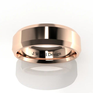 Wedding Band | Flat | 14K Rose Gold | JWD-BVIRL | Lightweight | Beveled Edge