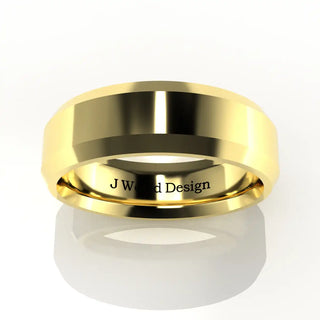 Wedding Band | Flat | 14K Yellow Gold | JWD-BVIRL | Lightweight | Beveled Edge