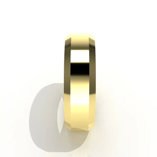 Wedding Band | Flat | 14K Yellow Gold | JWD-BVIRL | Lightweight | Beveled Edge