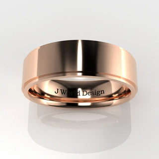 Wedding Band | Flat | 14K Rose Gold | JWD-FRE | Standard Weight | Stepped Edge