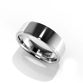 Wedding Band | Flat | 14K White Gold | JWD-FRE | Standard Weight | Stepped Edge