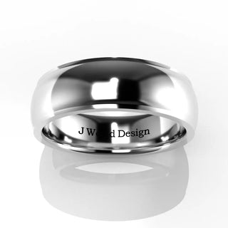 Wedding Band | Half-Round | 14K White Gold | JWD-IRE | Standard Weight | Stepped Edge