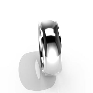 Wedding Band | Half-Round | 14K White Gold | JWD-IRE | Standard Weight | Stepped Edge