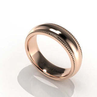 Wedding Band | Half-Round | 14K Rose Gold | JWD-MGRL | Lightweight | Milgrain