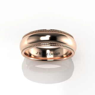 Wedding Band | Half-Round | 14K Rose Gold | JWD-MGRL | Lightweight | Milgrain