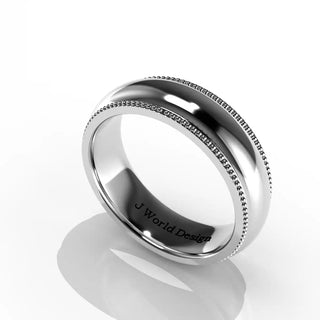 Wedding Band | Half-Round | 14K White Gold | JWD-MGR | Standard Weight | Milgrain