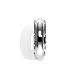 Wedding Band | Half-Round | 14K White Gold | JWD-MGR | Standard Weight | Milgrain