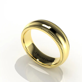 Wedding Band | Half-Round | 14K Yellow Gold | JWD-MGR | Standard Weight | Milgrain