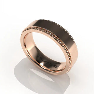 Wedding Band | Flat | 14K Rose Gold | JWD-MGRF | Standard Weight | Milgrain