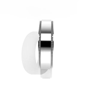 Wedding Band | Flat | Sterling Silver | JWD-MGRF | Standard Weight | Milgrain