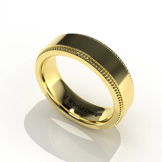 Wedding Band | Flat | 14K Yellow Gold | JWD-MGRF | Standard Weight | Milgrain