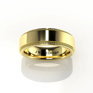 Wedding Band | Flat | 14K Yellow Gold | JWD-MGRF | Standard Weight | Milgrain