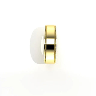 Wedding Band | Flat | 14K Yellow Gold | JWD-MGRF | Standard Weight | Milgrain